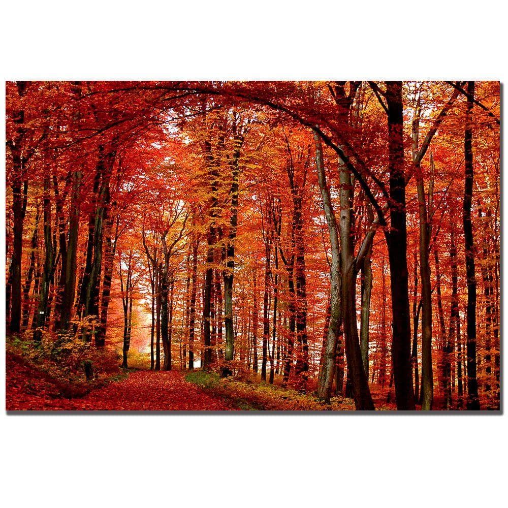 Large Red Autumn Forest Canvas Wall Art