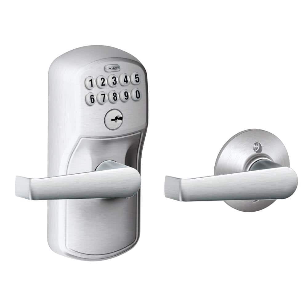 Satin Chrome Keypad Lock with Elan Lever for Entry Doors