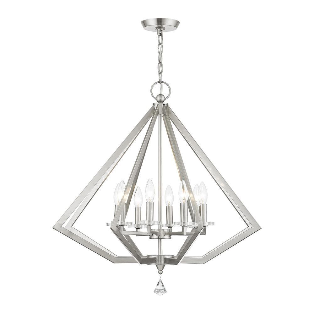 Brushed Nickel and Crystal 8-Light Candle Chandelier