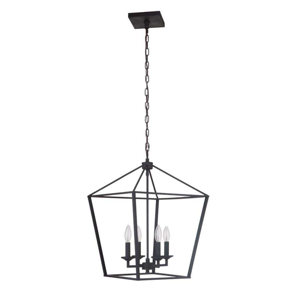 Flynt 4-Light Black and Polished Nickel Cage Pendant