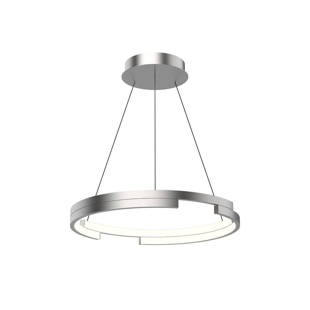 Brushed Nickel 19" LED Pendant Light with Frosted Acrylic Diffuser