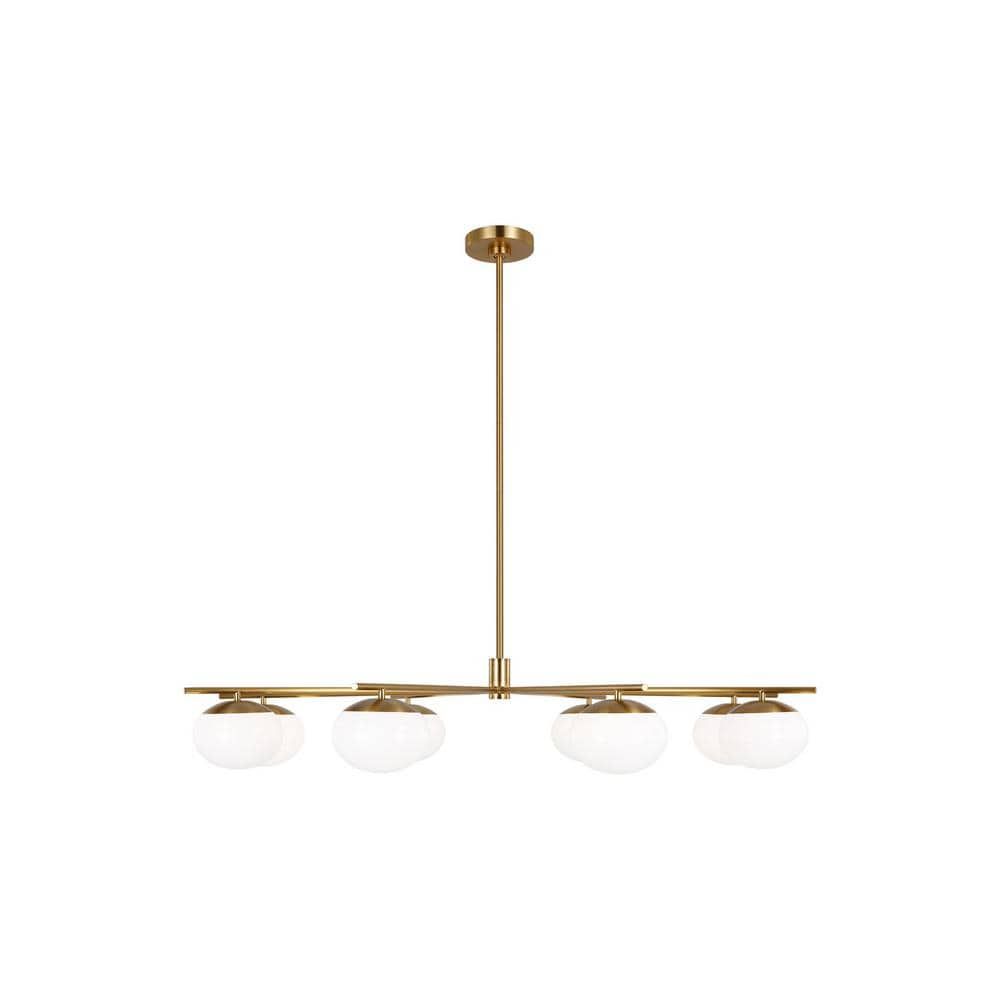 Burnished Brass 8-Light Chandelier with Milk White Glass Shades