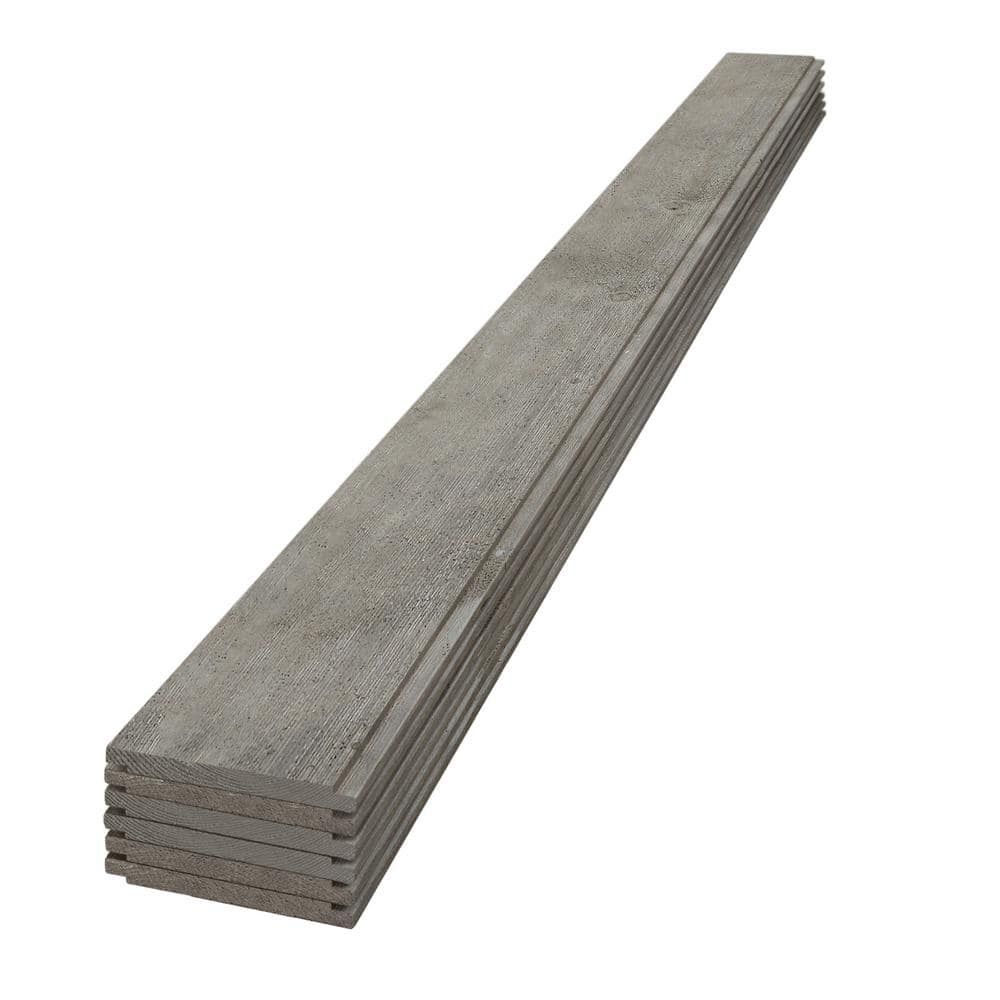 Distressed Gray Pine Shiplap Boards, 8 ft, 6-Pack