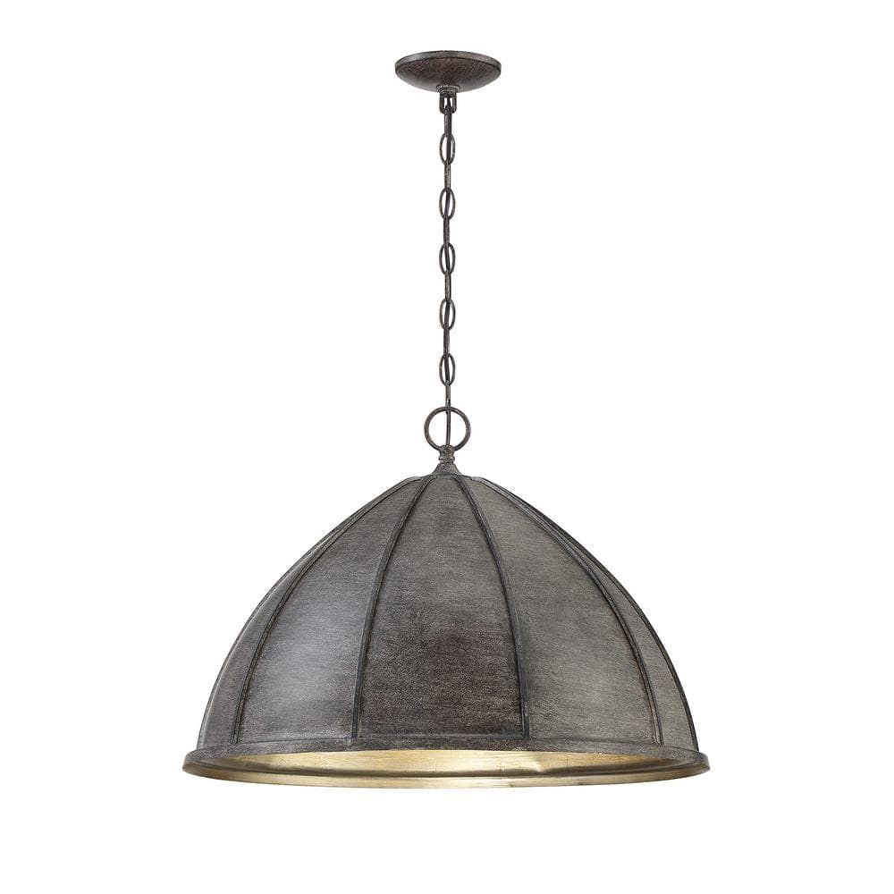 Laramie Gold and Walnut 16" Bowl Pendant Light