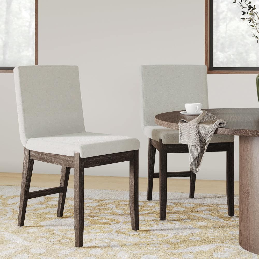 Gracie Dark Brown Upholstered Linen Dining Chair Set