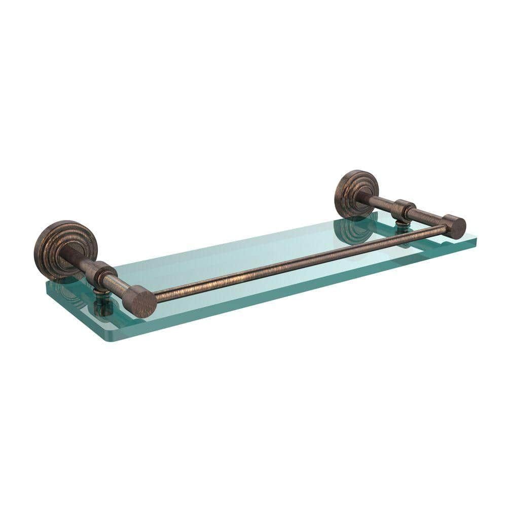 Venetian Bronze 16" Floating Glass Shelf with Gallery Rail