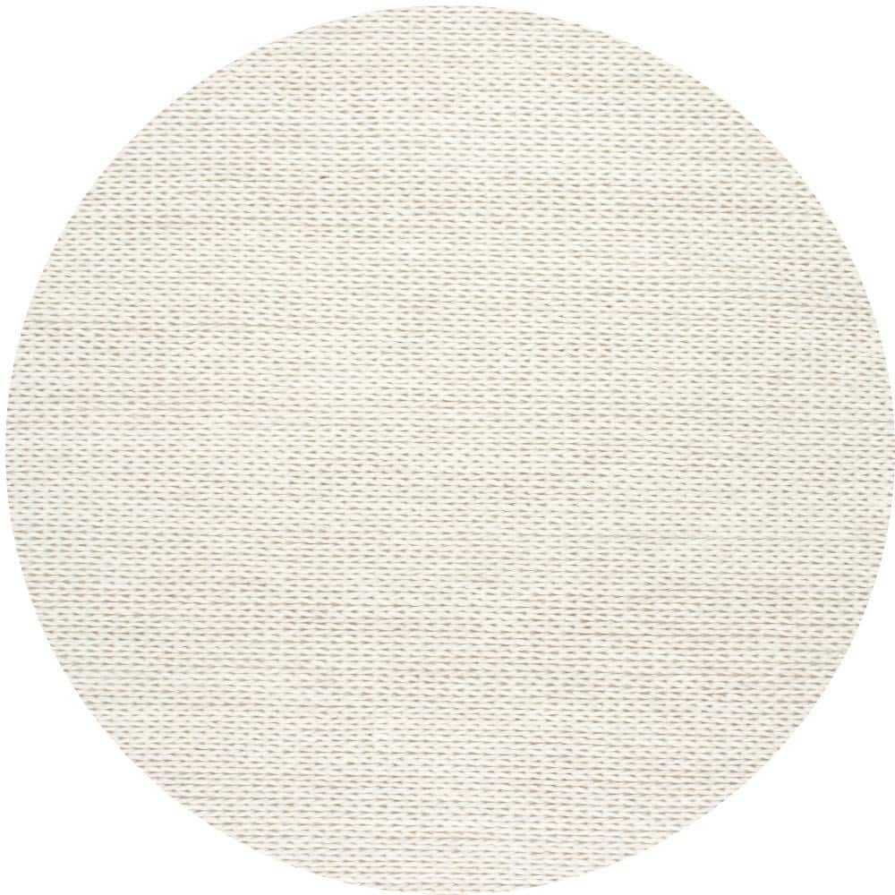 Handmade Off White Braided Wool Round Shag Rug