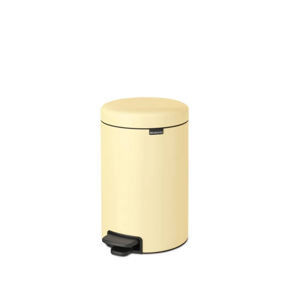 Mellow Yellow Polypropylene Round Step-On Trash Can, 3.2 Gallon