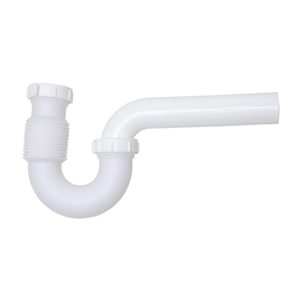 White Polyethylene Flexible P-Trap for Sink Drain