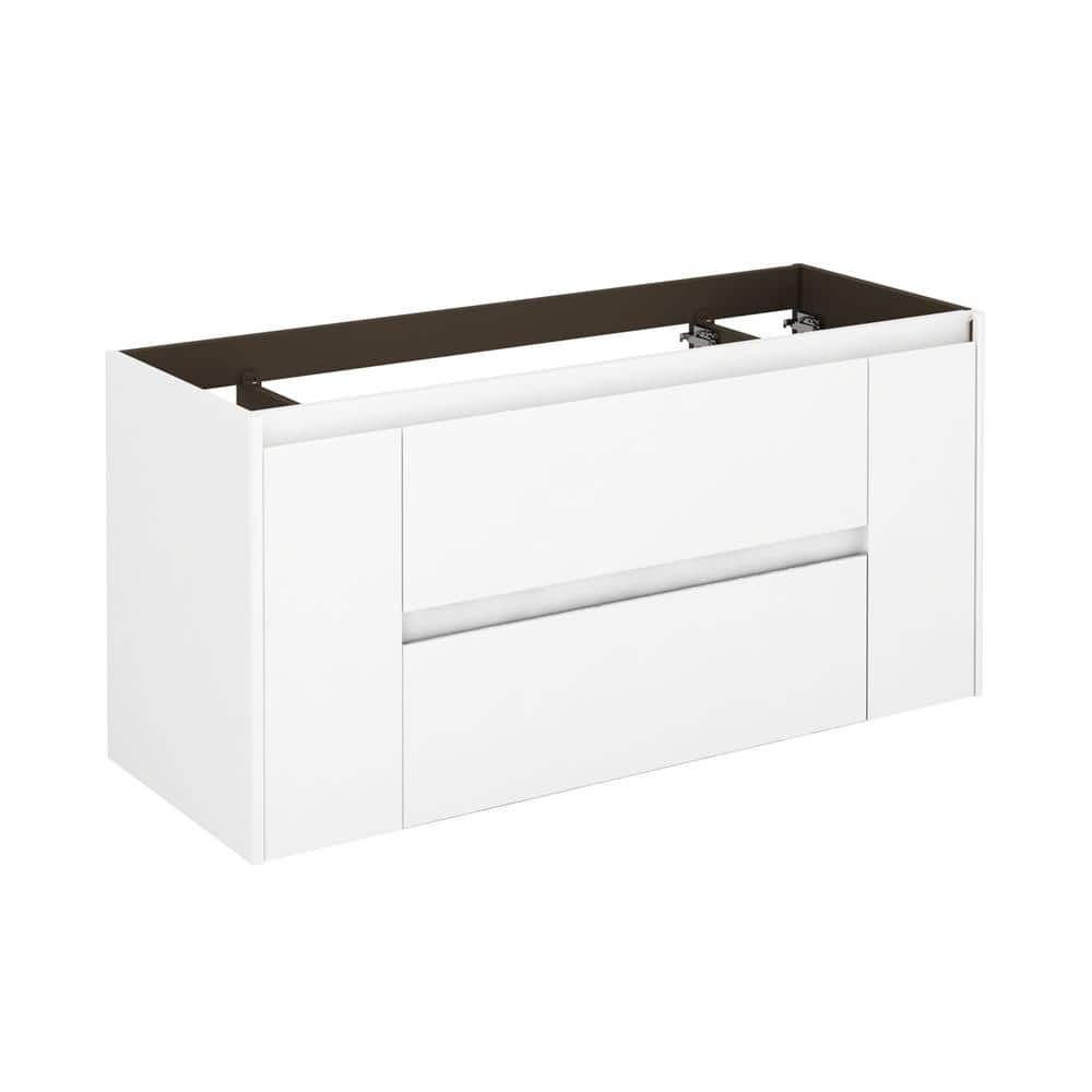 Glossy White MDF Floating Wall-Mounted Bathroom Vanity Base, 47 Inches