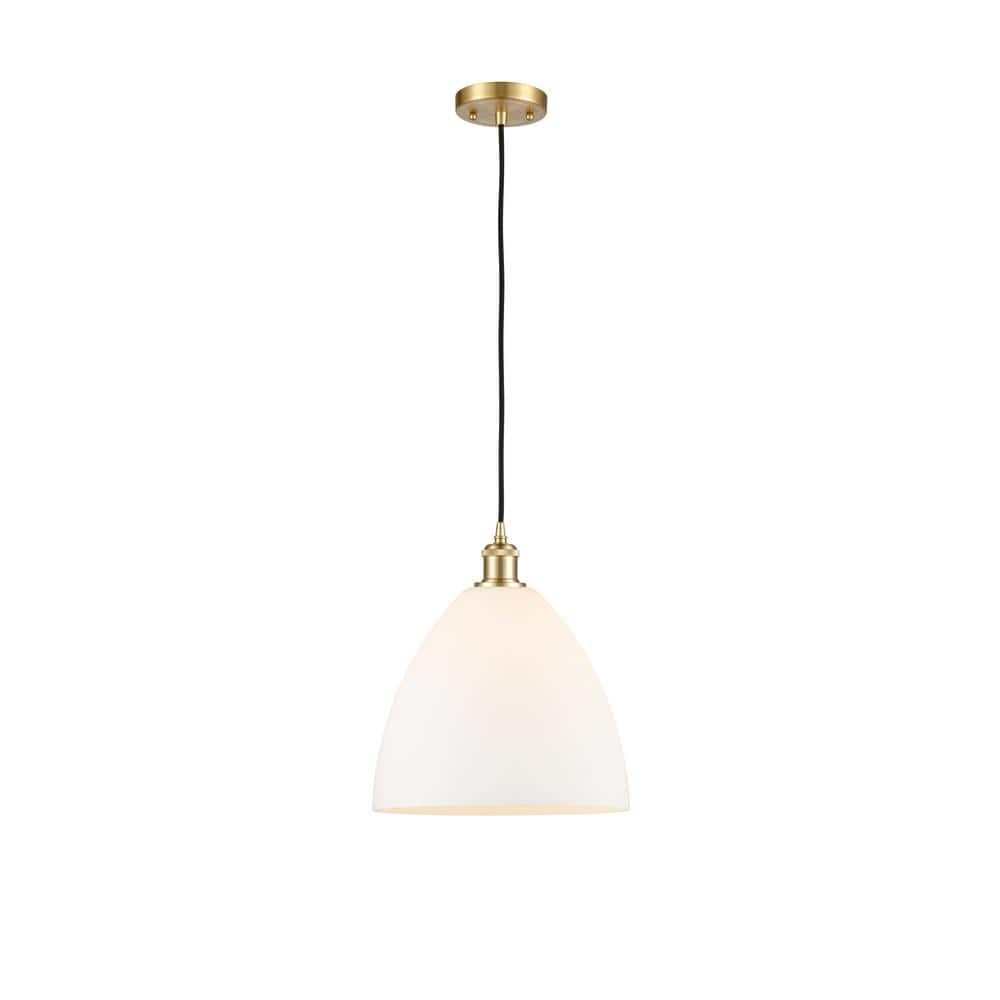 Ballston 12" Satin Gold Mini Pendant with Matte White Shade