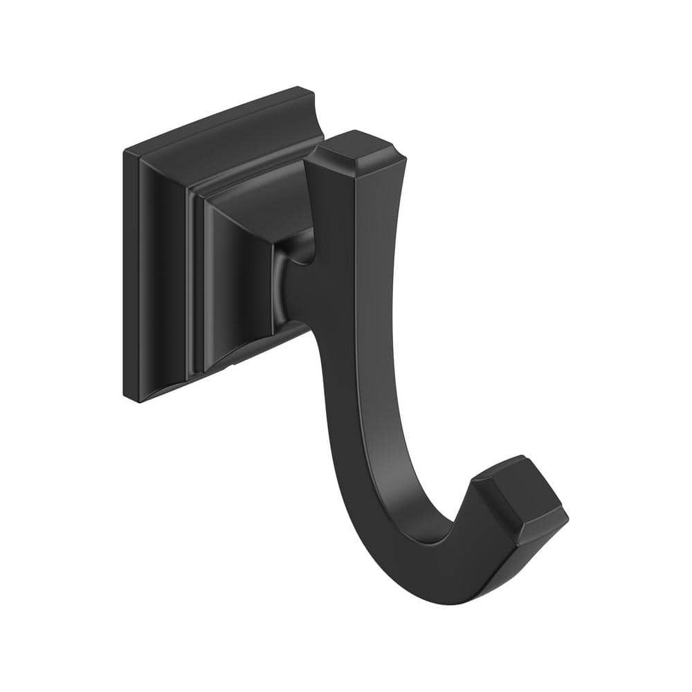 Matte Black Metal Double Robe Hook with Crown Molding Design