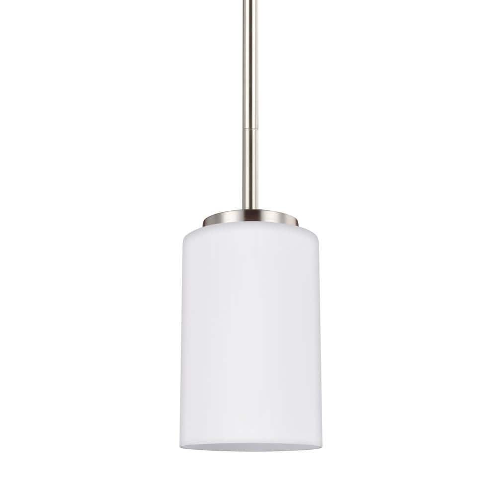 Sleek Oslo Brushed Nickel Mini-Pendant with Opal Etched Glass