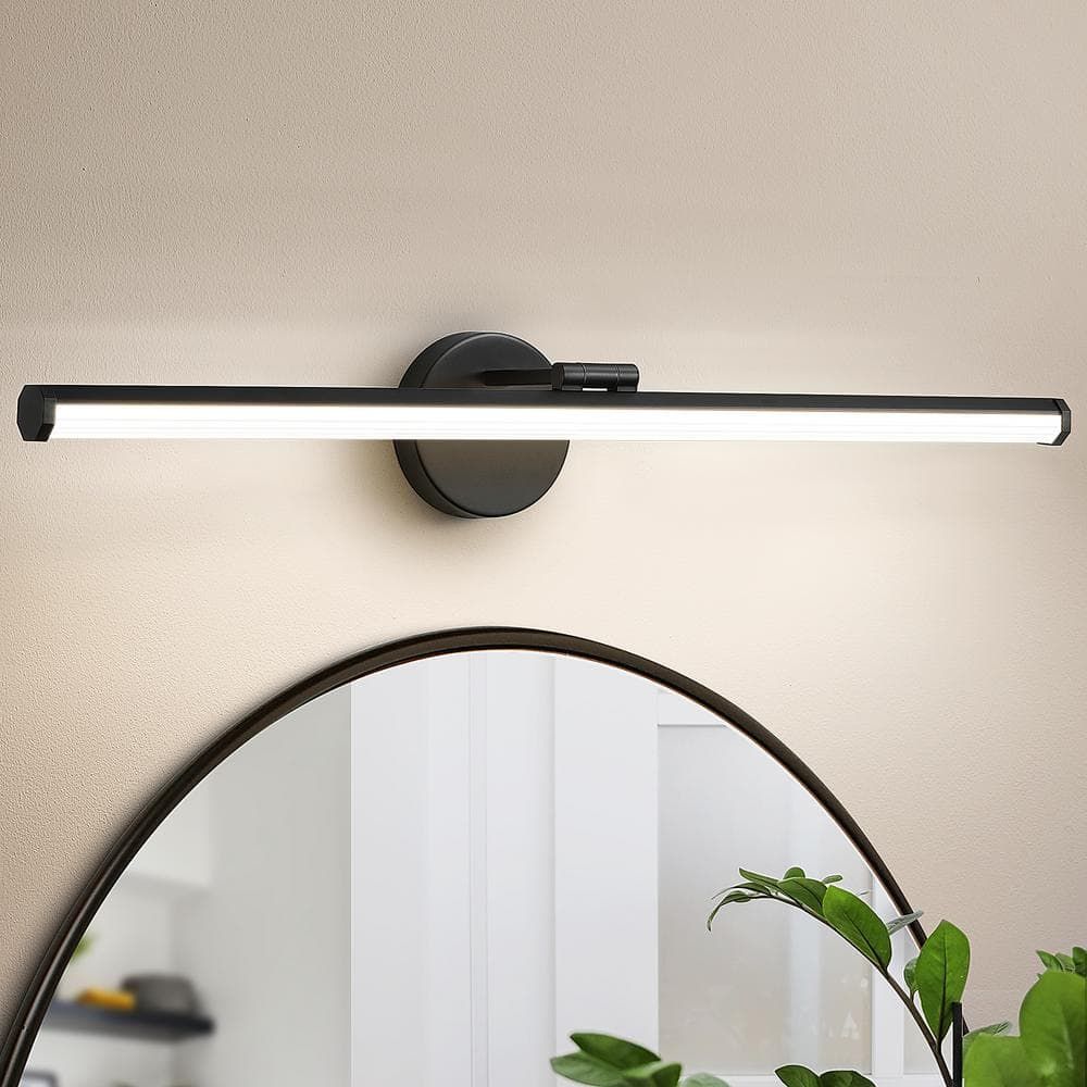 30-Inch Matte Black Metal LED Vanity Light with Acrylic Shade