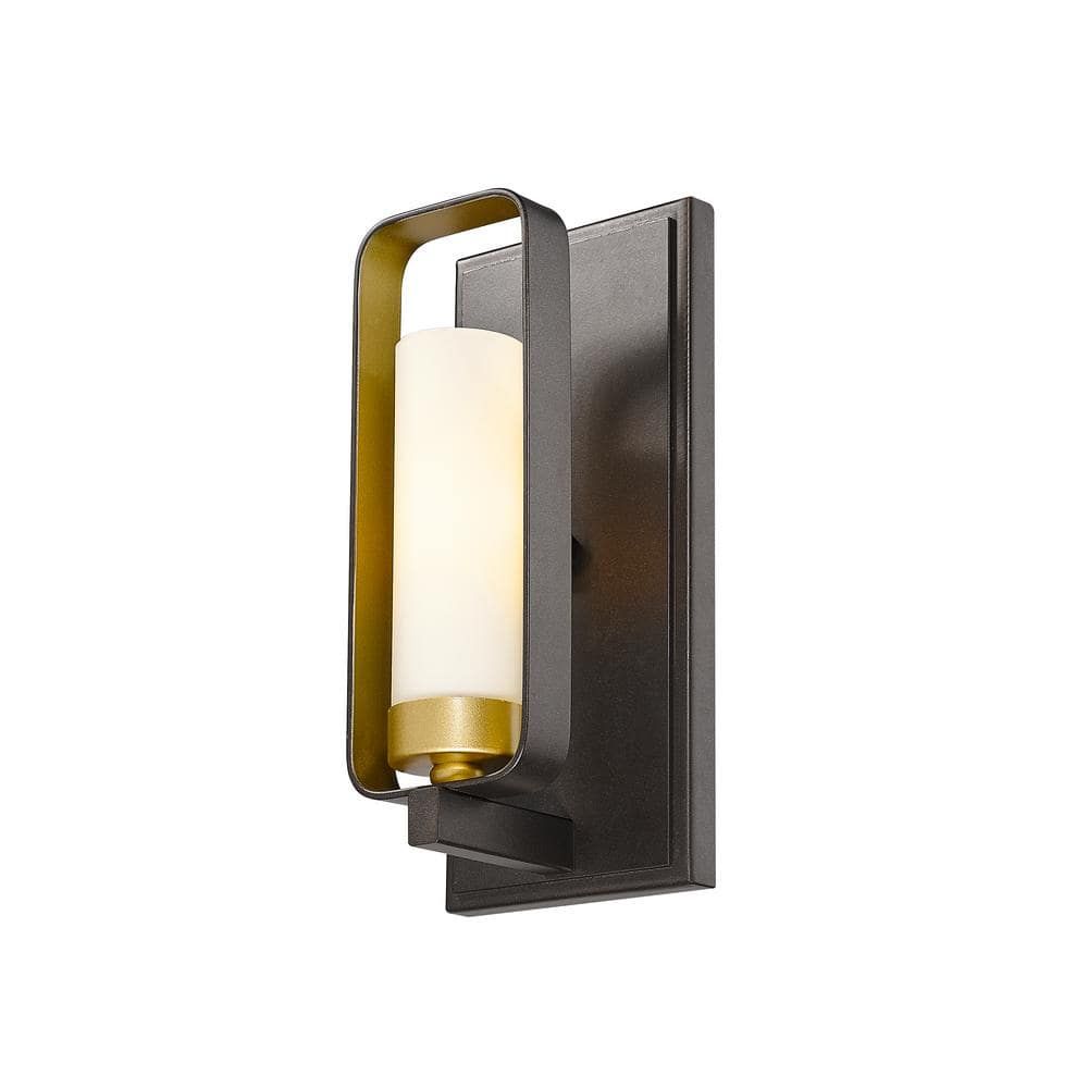 Aideen Olde Brass Dimmable Wall Sconce with Opal Glass Shade