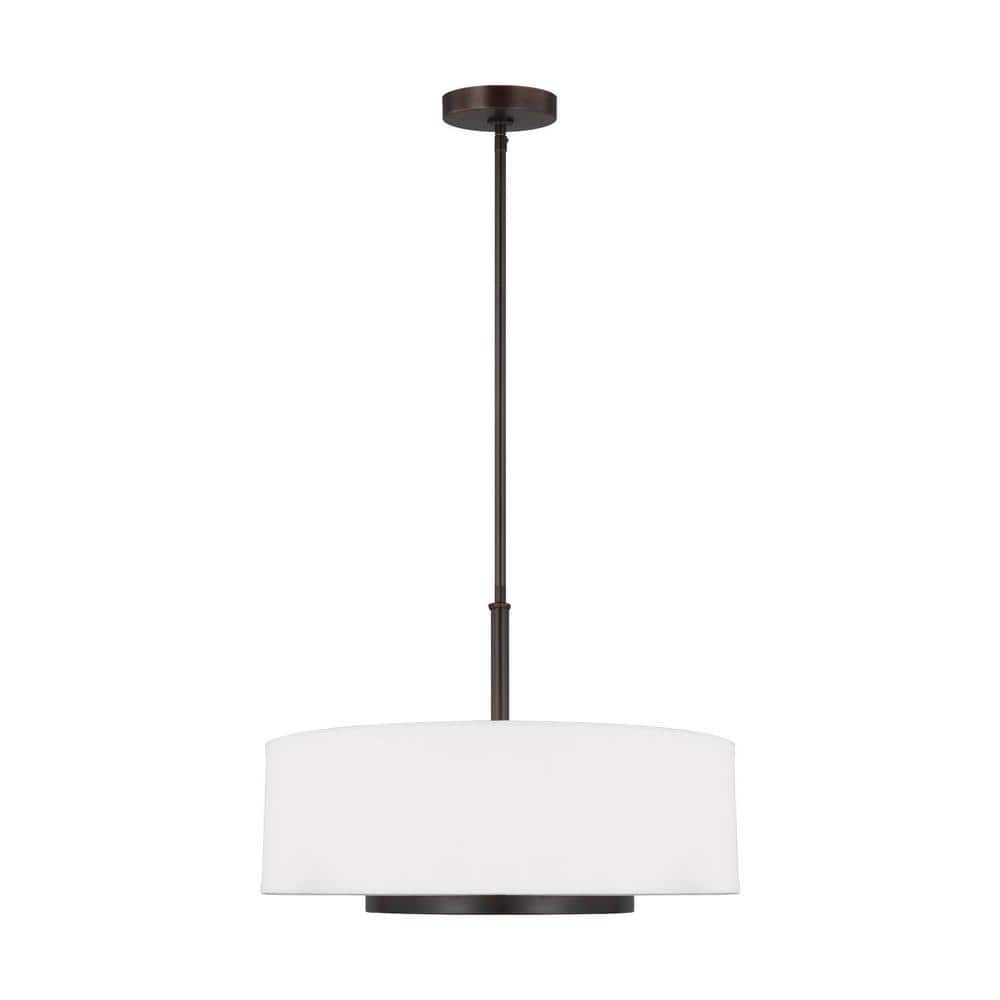 Nance Bronze 3-Light Pendant with Satin Etched Glass Shade