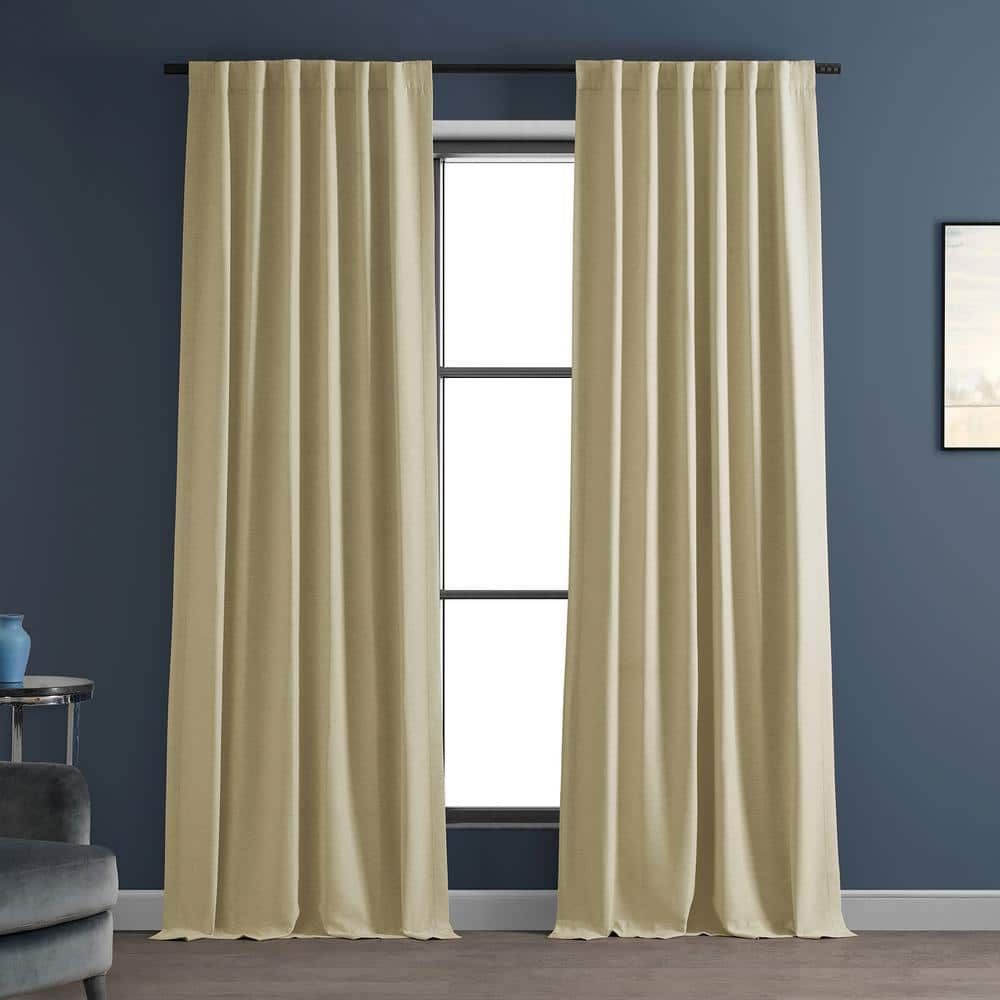 Candlelight Beige Textured Room Darkening Curtains 50" x 84"