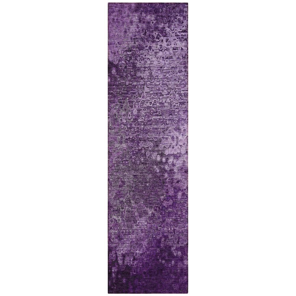 Purple Geometric Machine Washable Indoor/Outdoor Runner Rug