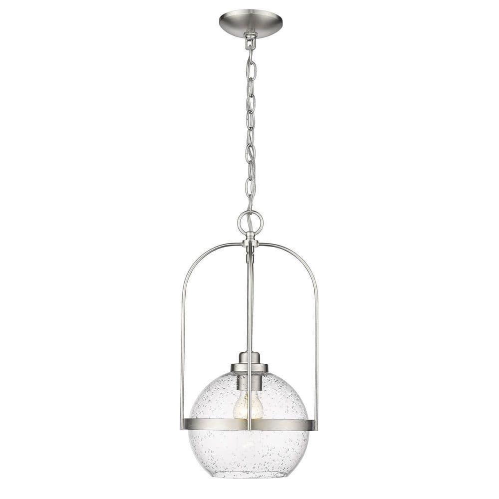 Devonshire Classic Globe Pendant in Brushed Nickel with Seeded Glass