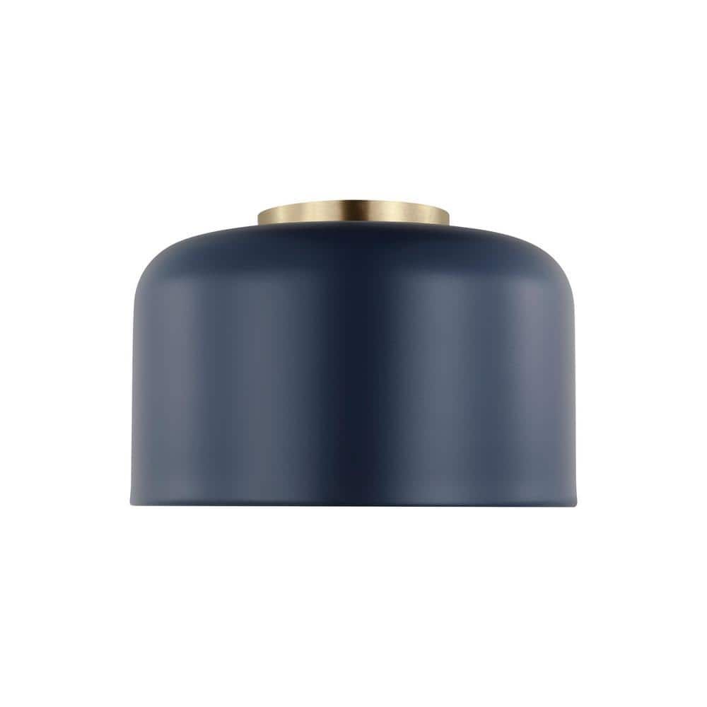 Navy Steel and Brass 10.75" Flush Mount Ceiling Light