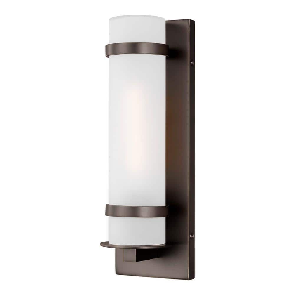 Alban Antique Bronze 1-Light Outdoor Sconce with Etched Opal Glass Shade