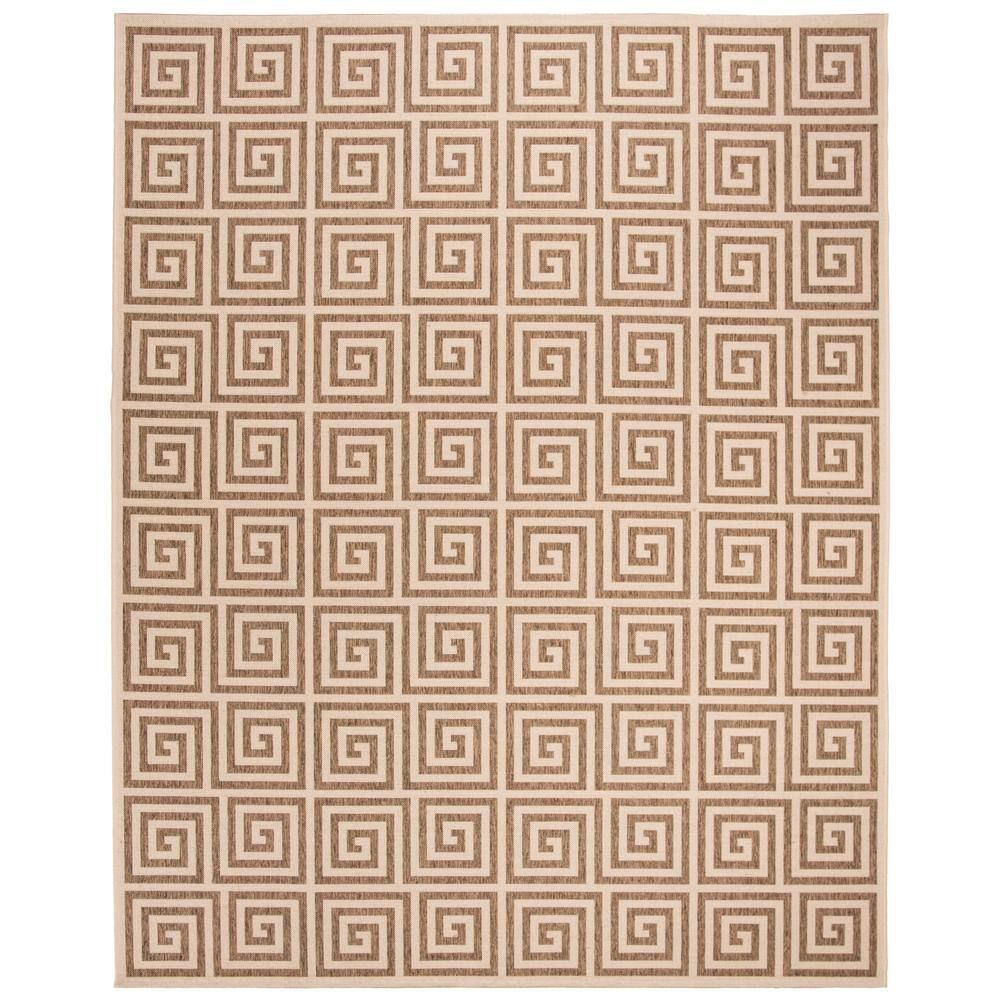Mazie Geometric Beige 9' x 12' Easy-Care Outdoor Area Rug