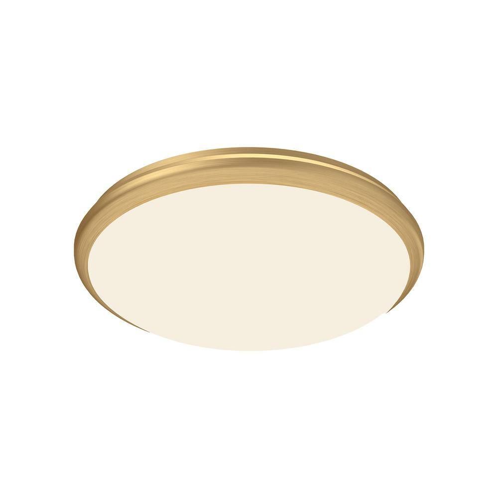 Malta Brushed Gold Circular LED Flush Mount with Opal White Glass