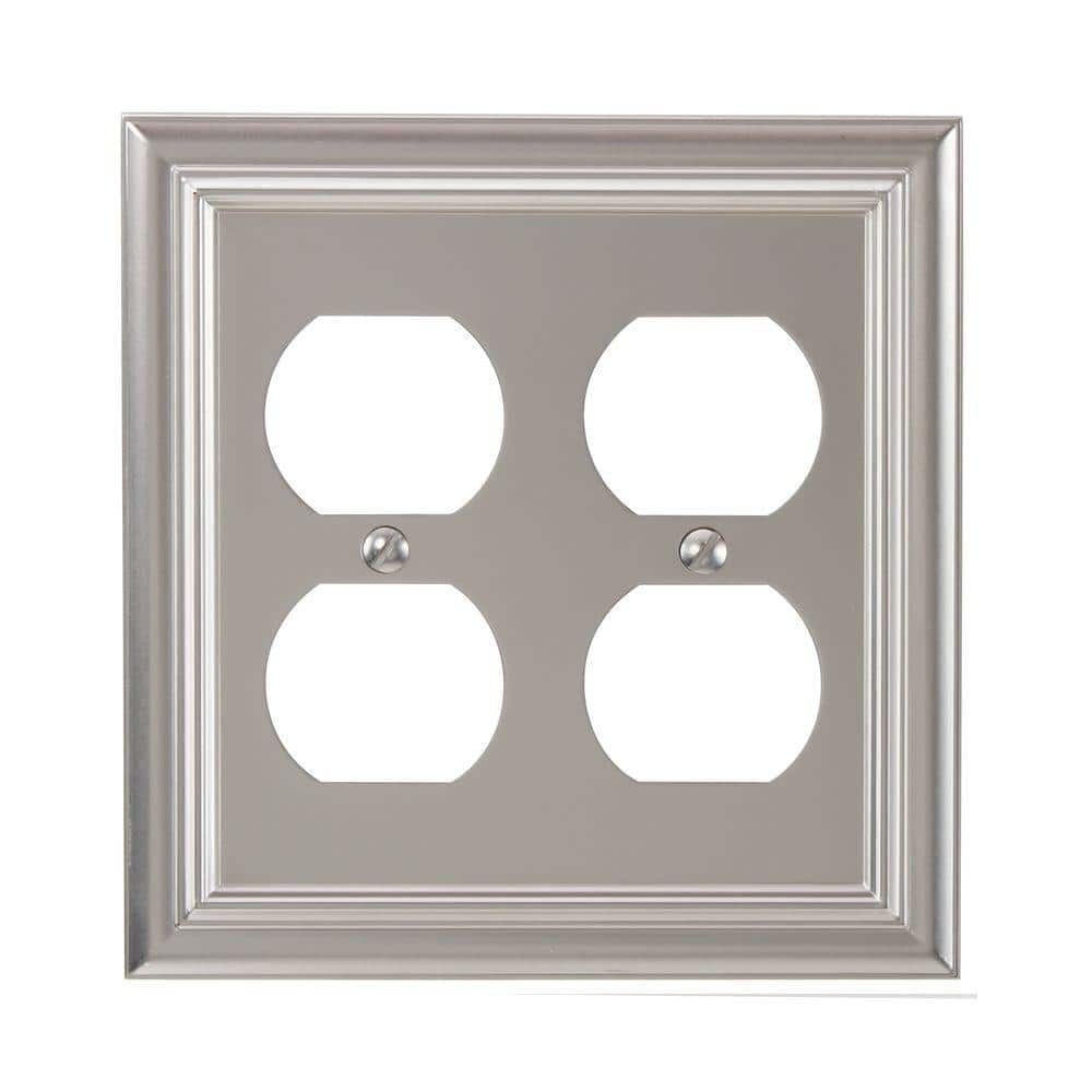 Satin Nickel Double Duplex Cast Metal Wallplate