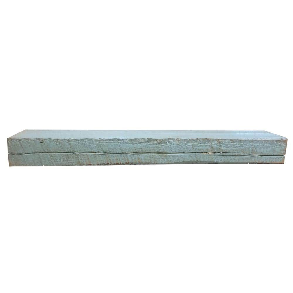 Hand-Carved Spruce Wood Fireplace Mantel Shelf in Light Brown
