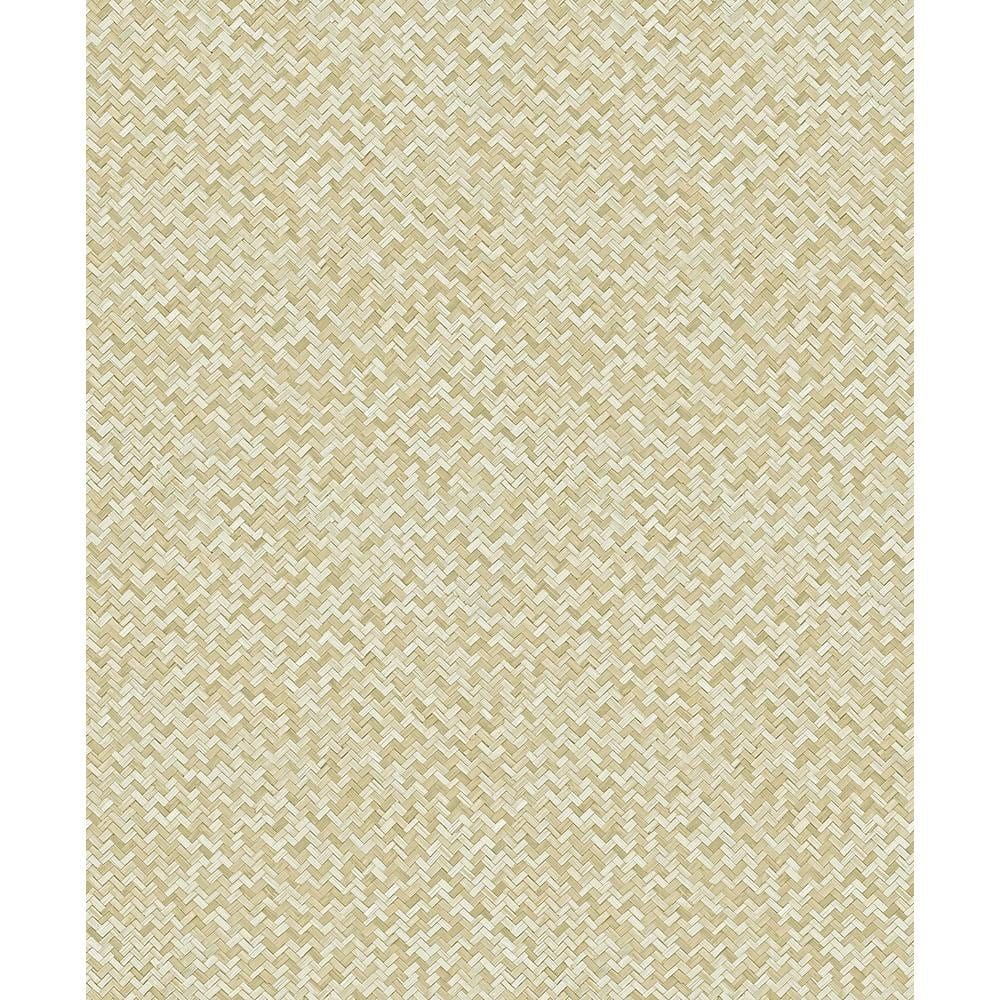 Beige Chevron Weave Non-Pasted Vinyl Wallpaper Roll