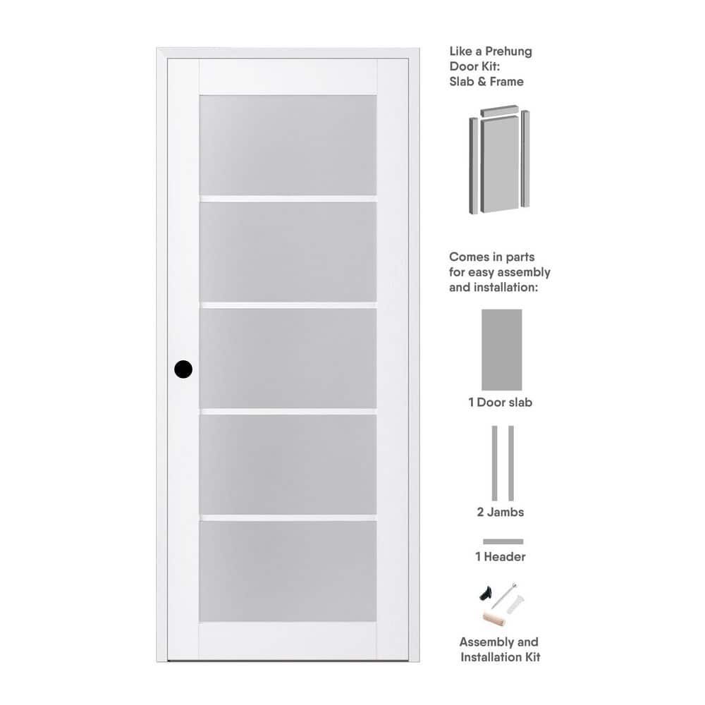 Bianco Noble 32" Frosted Glass and Wood Composite Prehung Interior Door
