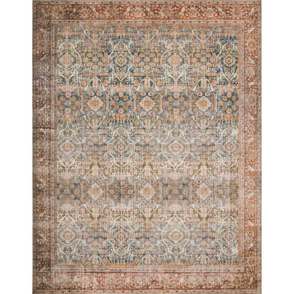 Layla Ocean and Rust Reversible Synthetic Rug 2' x 5'