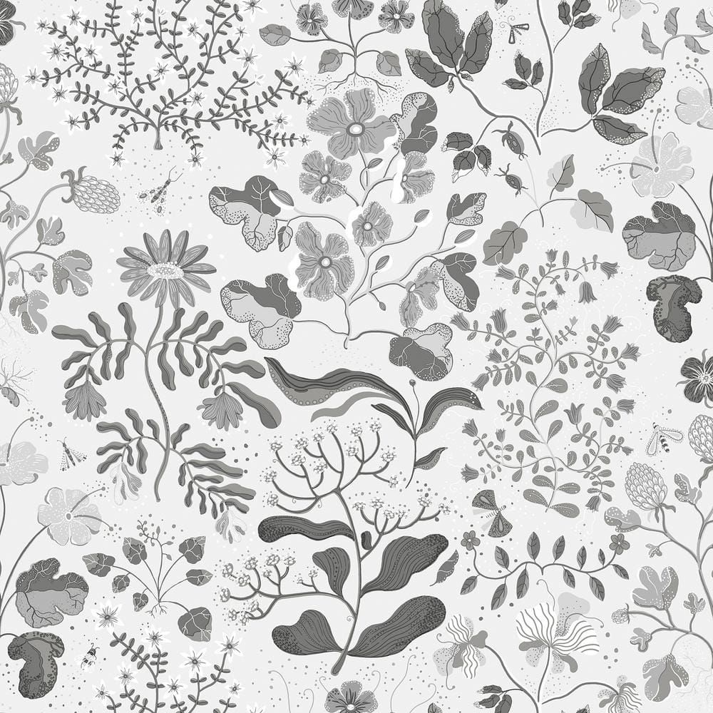 Groh Grey Floral Non-Pasted Washable Wallpaper Roll