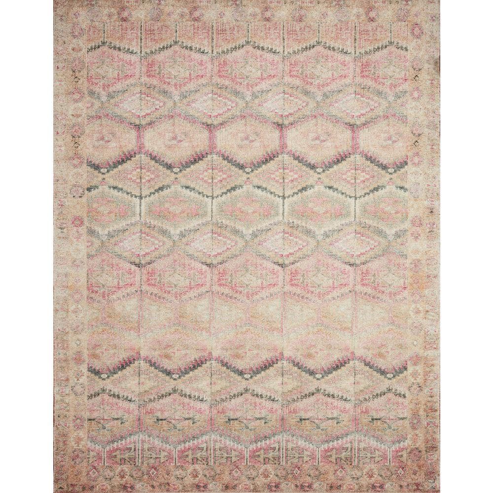 Layla Pink and Lagoon Rectangular Synthetic Reversible Rug