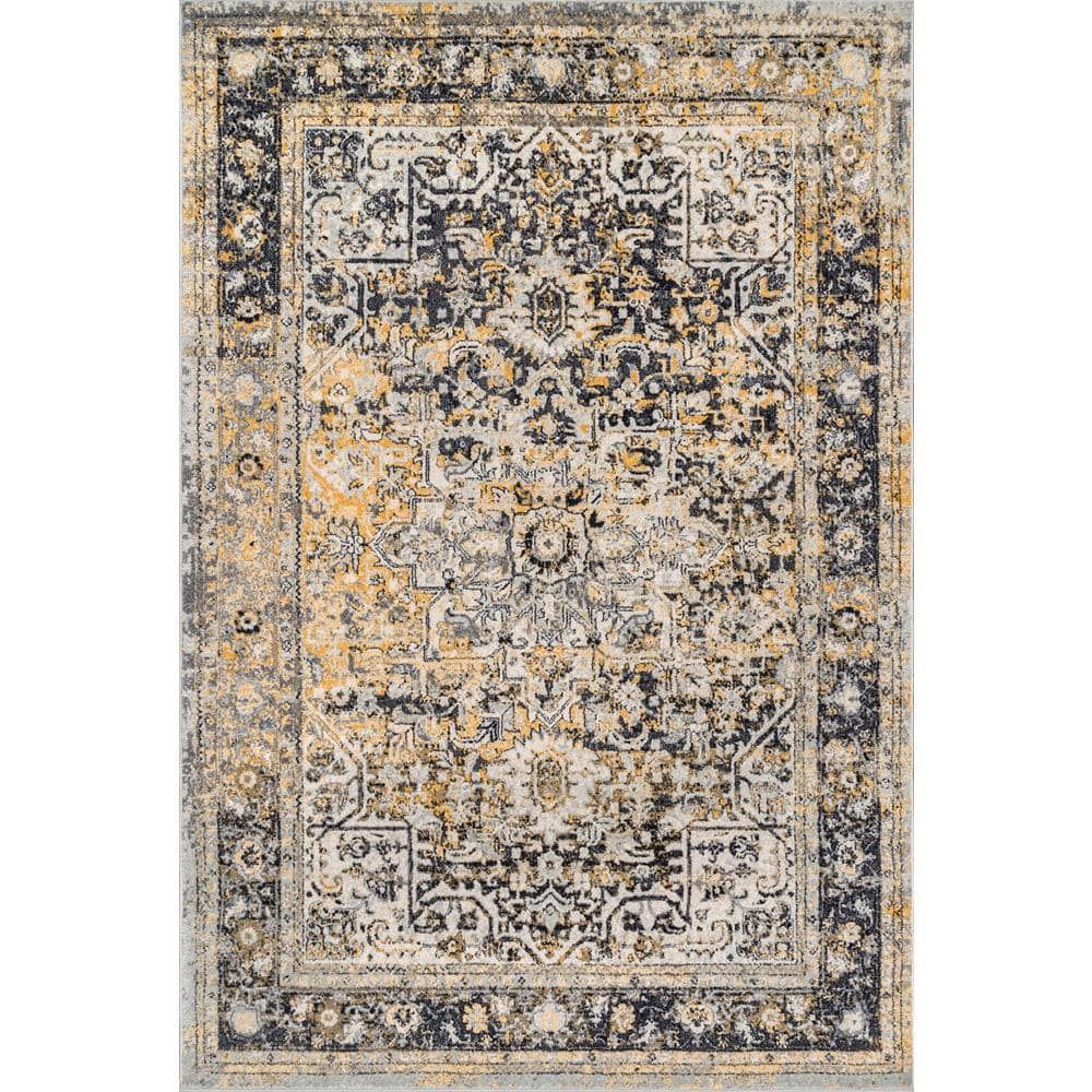 Vintage Medallion Gold 38" Rectangular Synthetic Area Rug