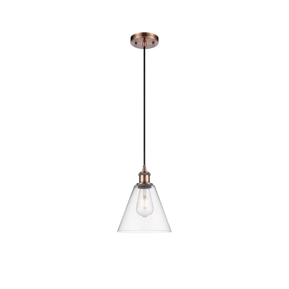 Antique Copper Glass Mini Pendant Light with LED