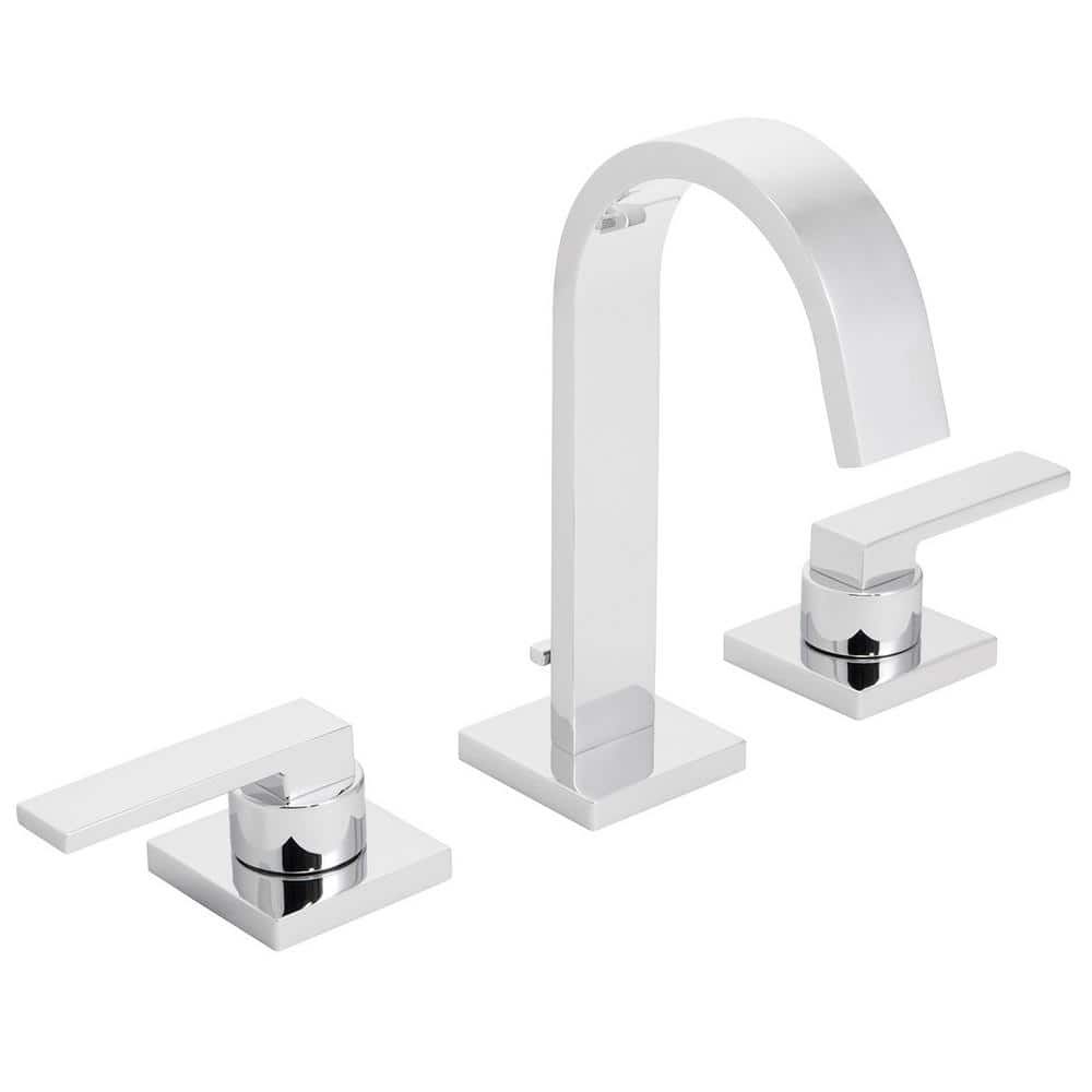 Lura Modern Polished Chrome Widespread Bathroom Faucet