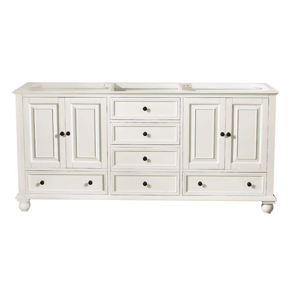 French White Solid Wood Double Freestanding Vanity, 72-inch