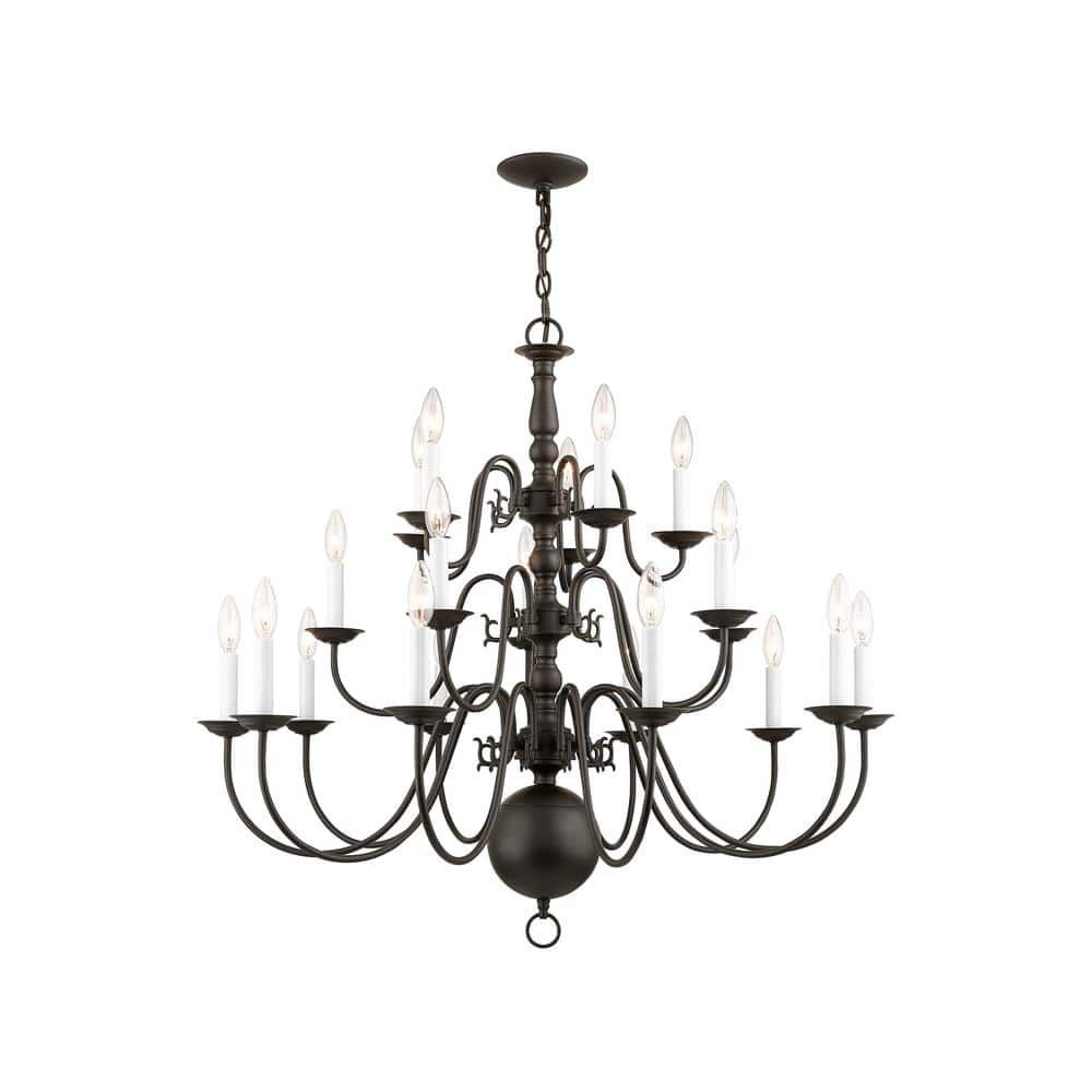 Bronze 36-Inch 20-Light Candelabra Chandelier