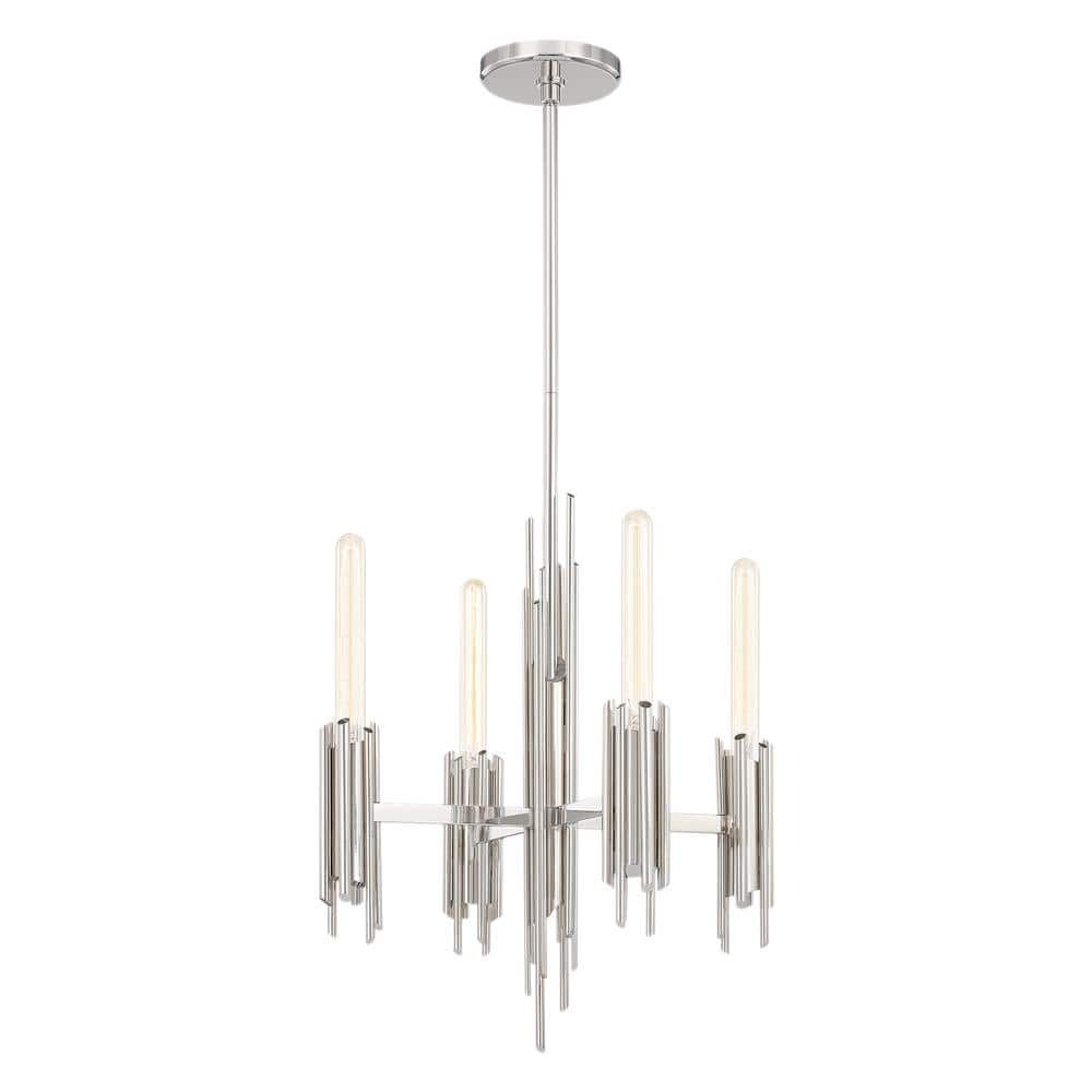 Torres Polished Nickel Crystal 4-Light Chandelier