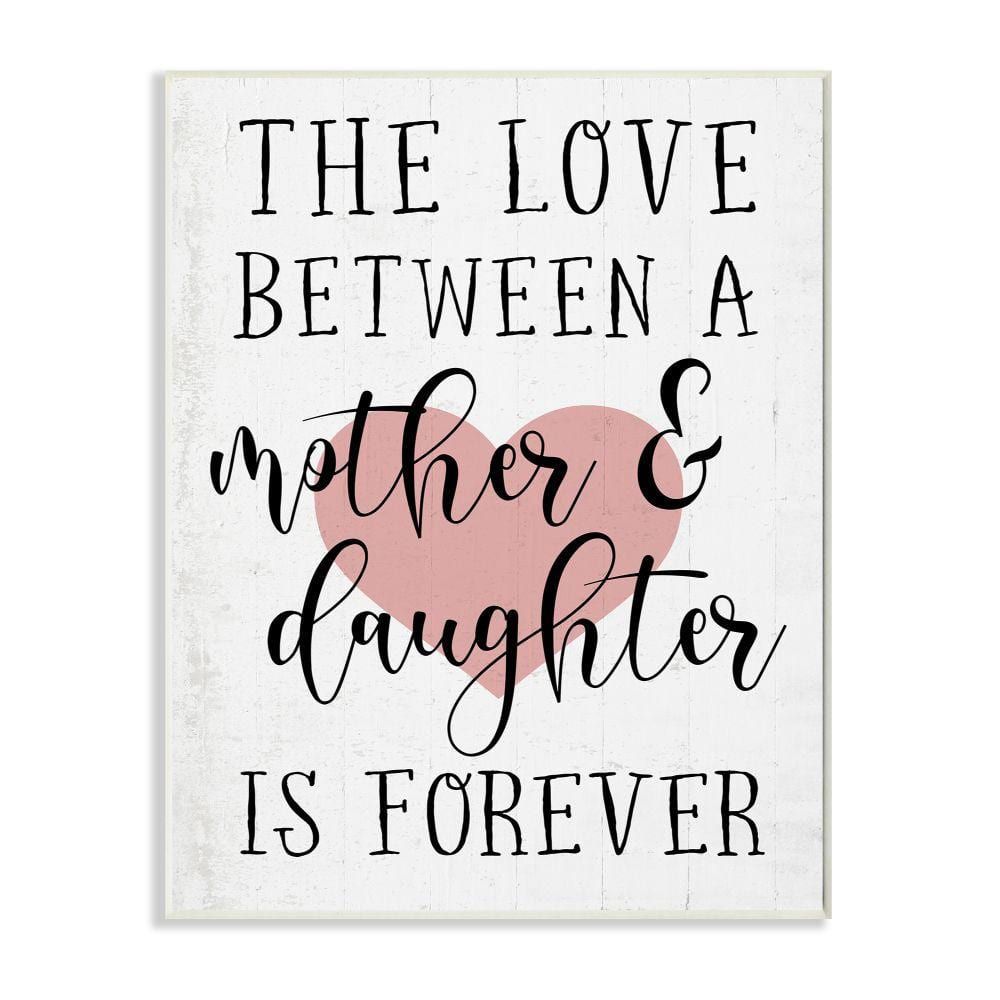 Love Between Mother & Daughter Pink Heart Wood Wall Art