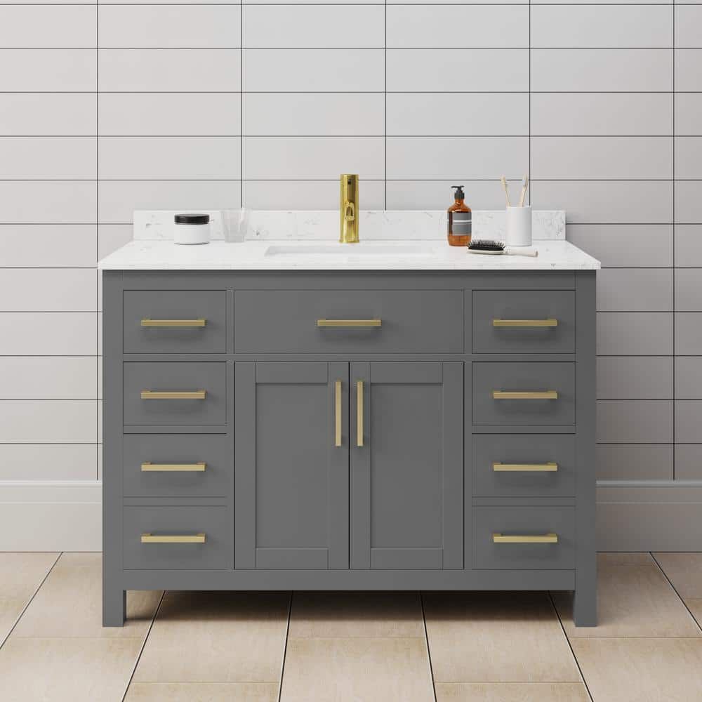 Beckett 48" Dark Gray Single Sink Vanity with Marble Top