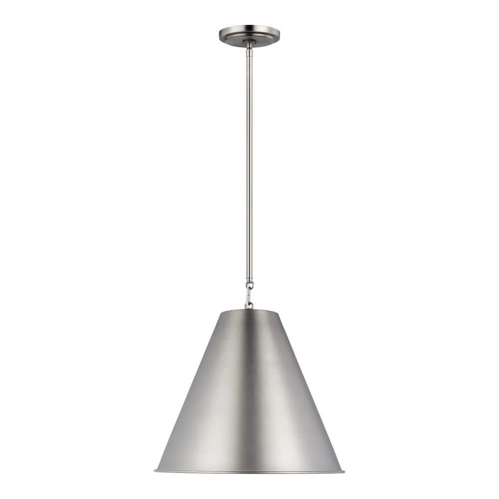 Generation Lighting Gordon Antique Brushed Nickel Industrial Cone Medium Hanging Pendant Light