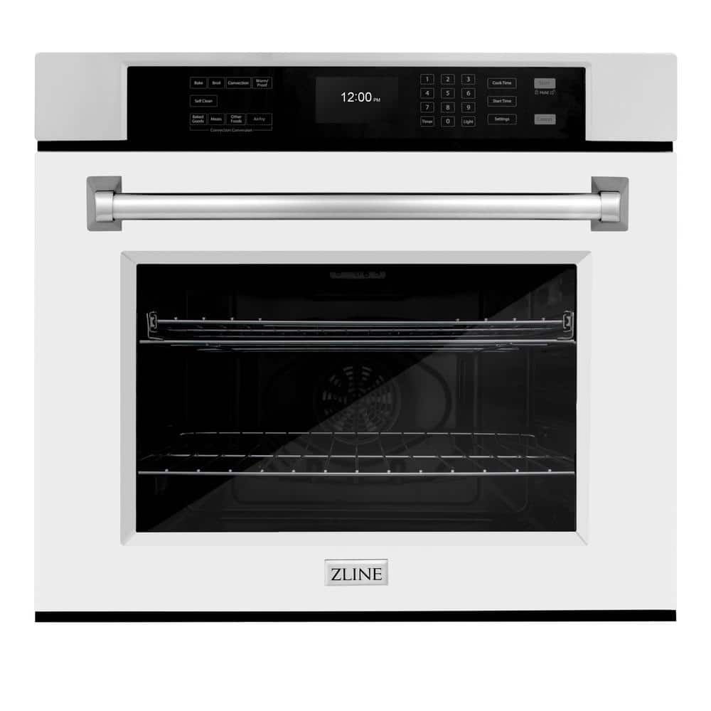 30-Inch Stainless Steel and Matte White Convection Wall Oven