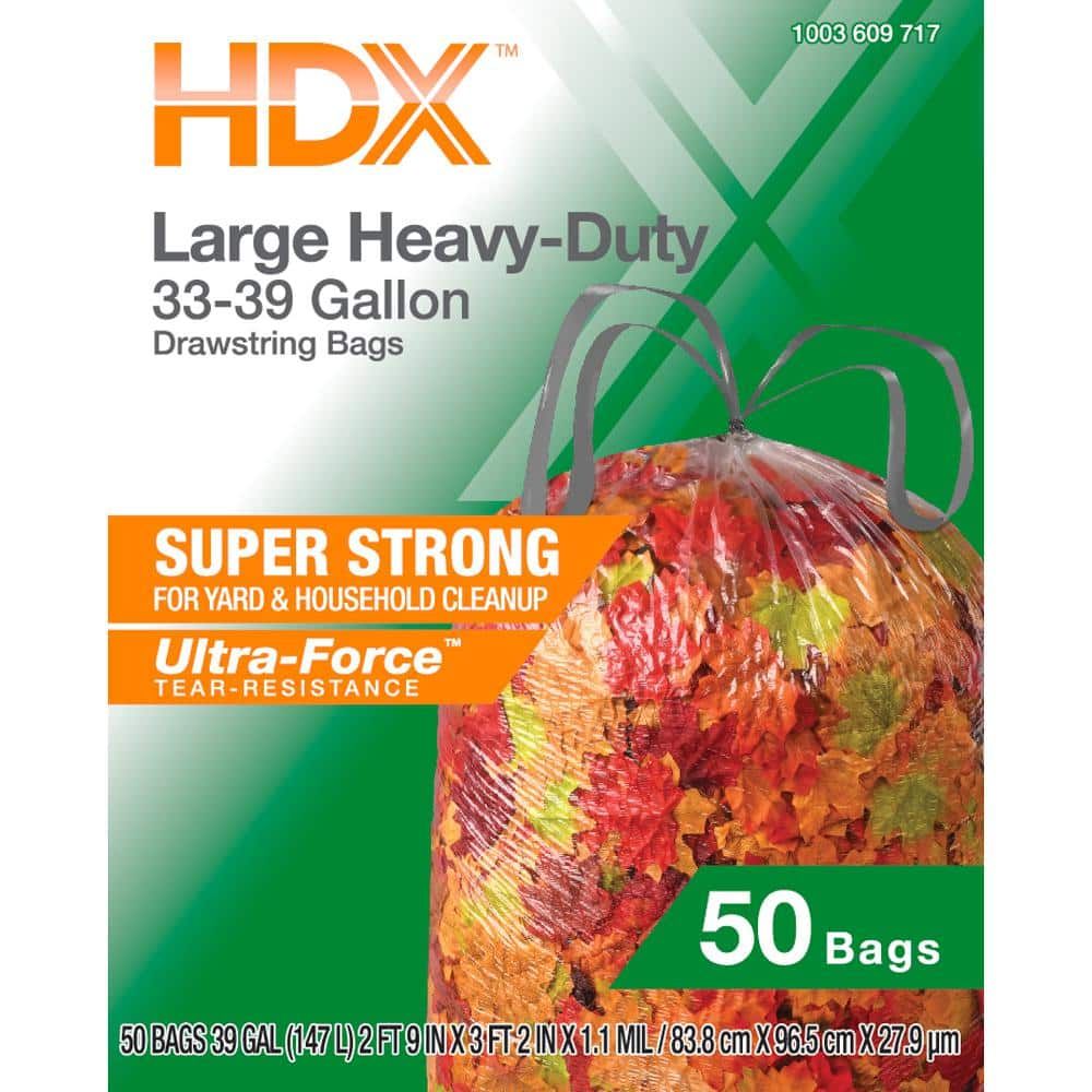 33-39 Gallon Clear Heavy-Duty Drawstring Trash Bags