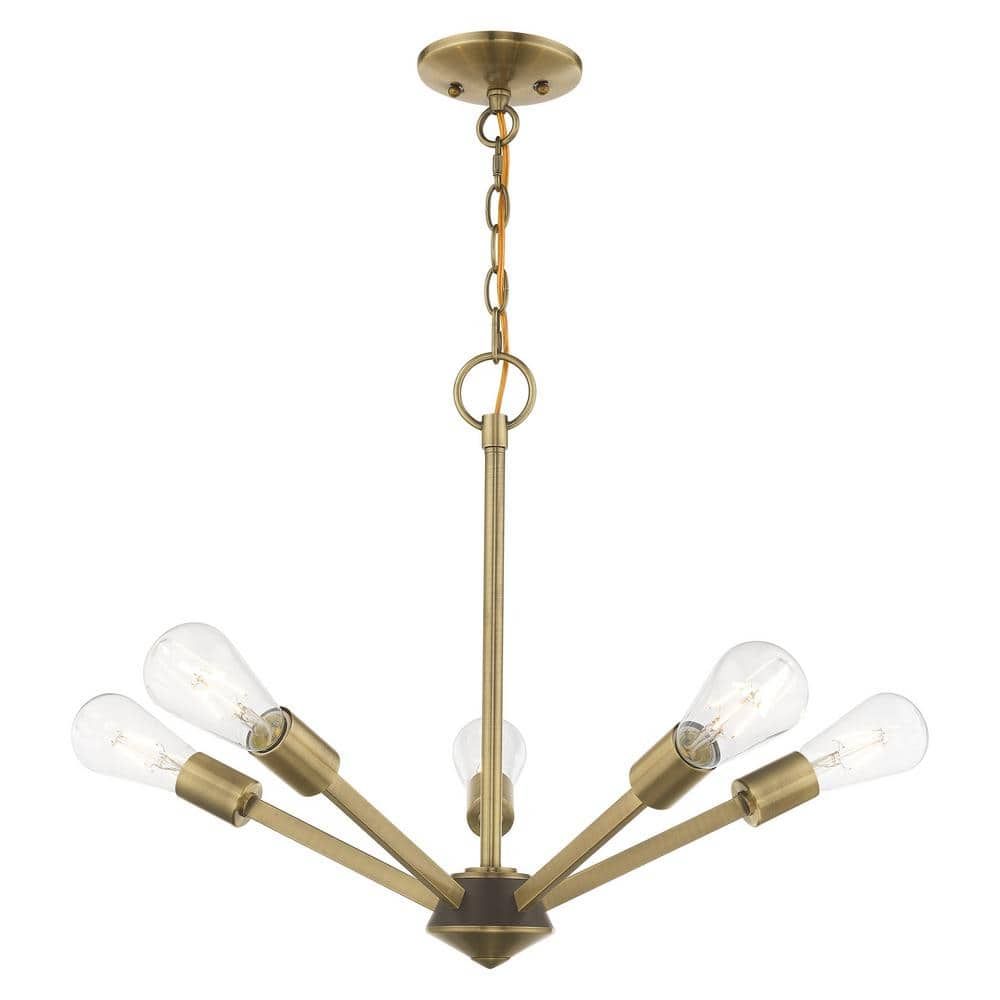 Antique Brass Sputnik 5-Light Chandelier with Edison Filament