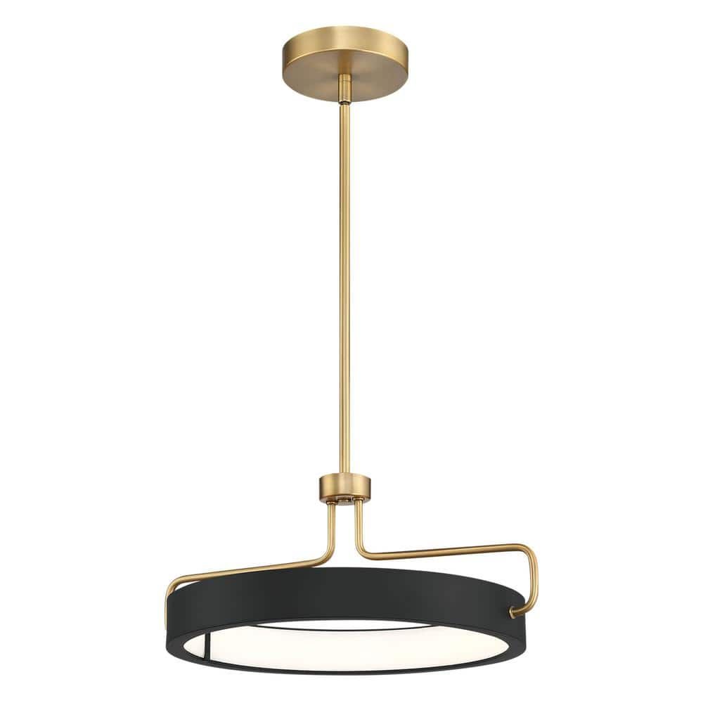 Pemberton Black and Brass LED Globe Pendant with Acrylic Shade