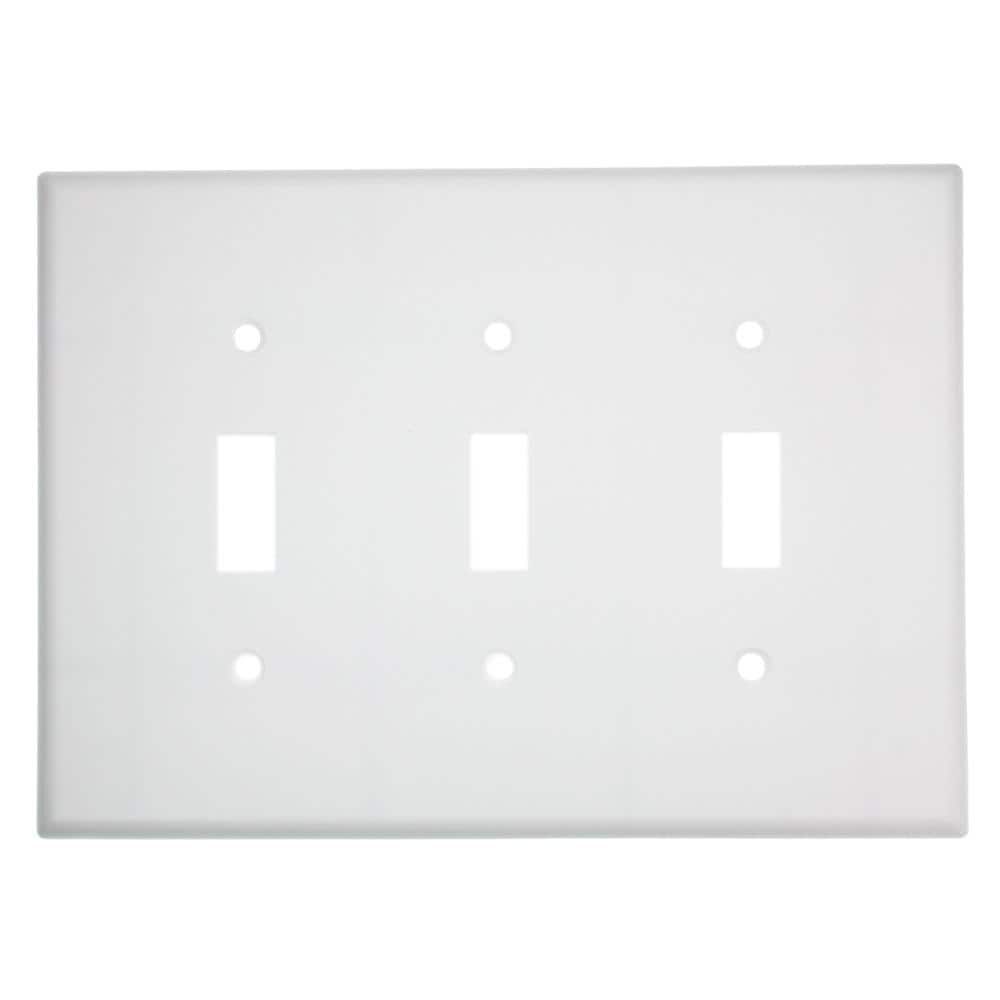 White Midway 3-Gang Toggle Plastic Wall Plate