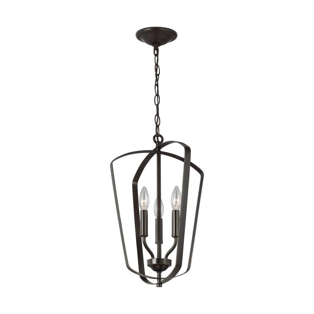 Romee Bronze 3-Light Classic Lantern Pendant with Glass Accents