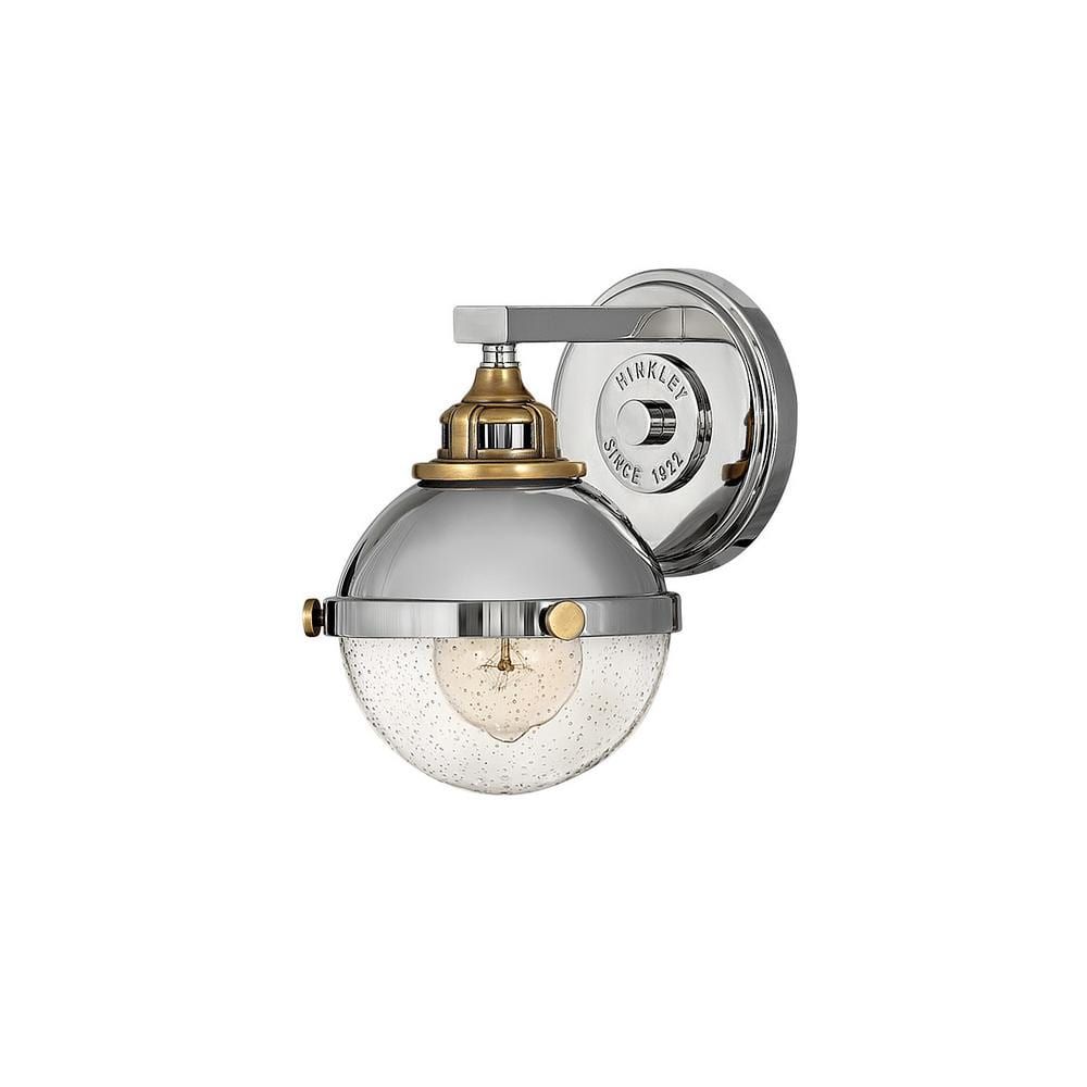 Elegant Polished Nickel Bath Vanity Light with Seedy Glass Shade